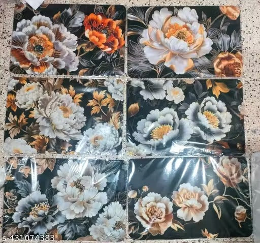 Square 5D Black Flower Bathroom Mat PP Packing