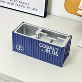1pc/Container Model Pen Holder And Desktop Organizer - Multifunctional Embedded Office Storage Rack, with Pen/Pencil Slots, Business Card Holder, Lightweight And Durable Design, Workspace Organization Tool, Desktop Accessory, Paperclip Storage