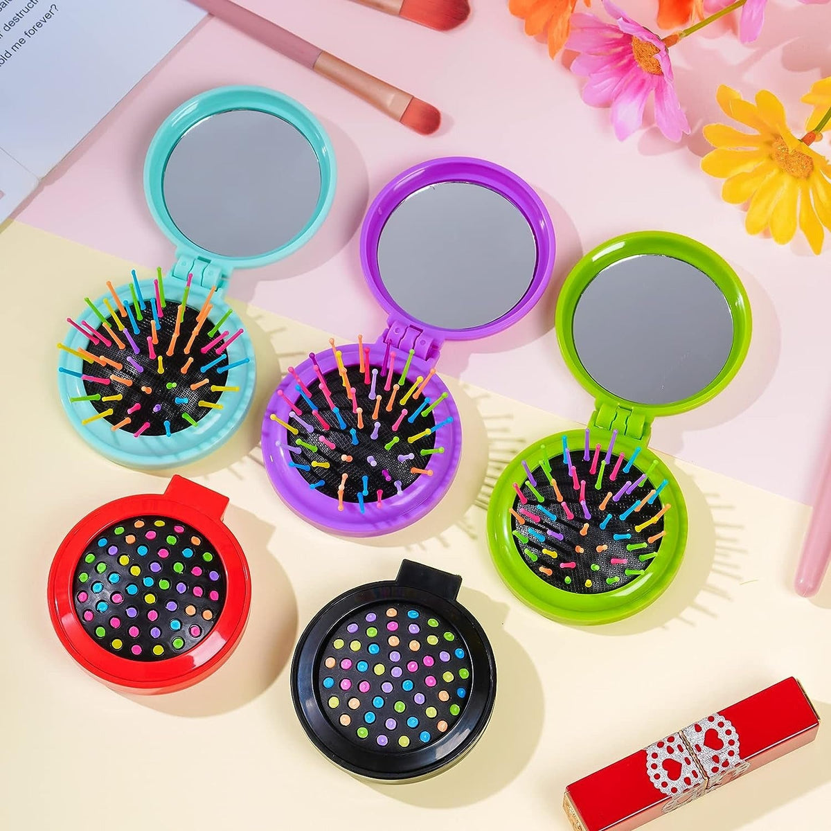Folding Travel Mirror Hair Comb