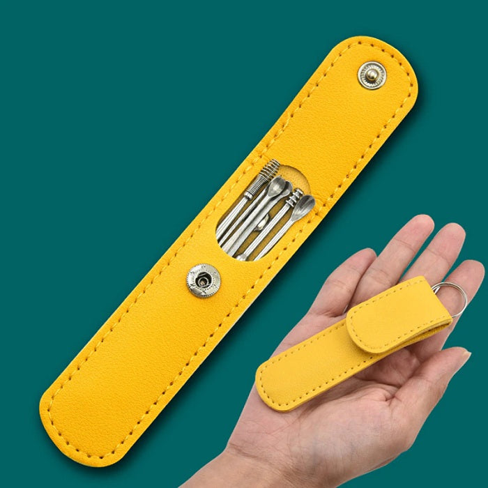 6 Pcs Ear Cleaning Tools With Leather Cover