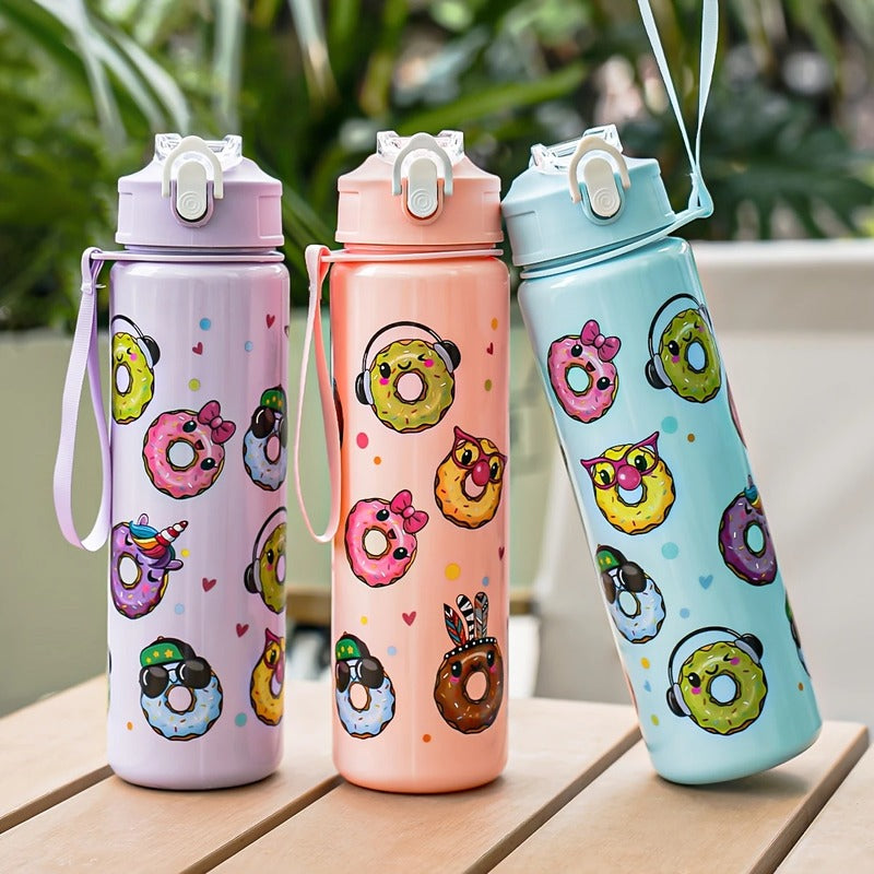 Cute Donut Print Water Bottle