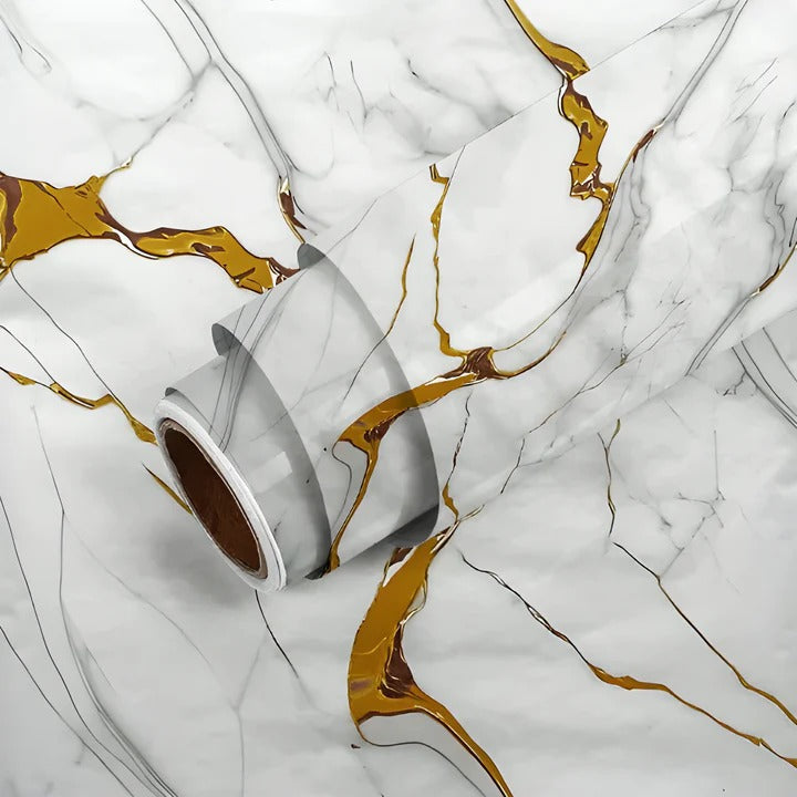 New Golden Effect Marble Wallpaper (60x200cm) -077