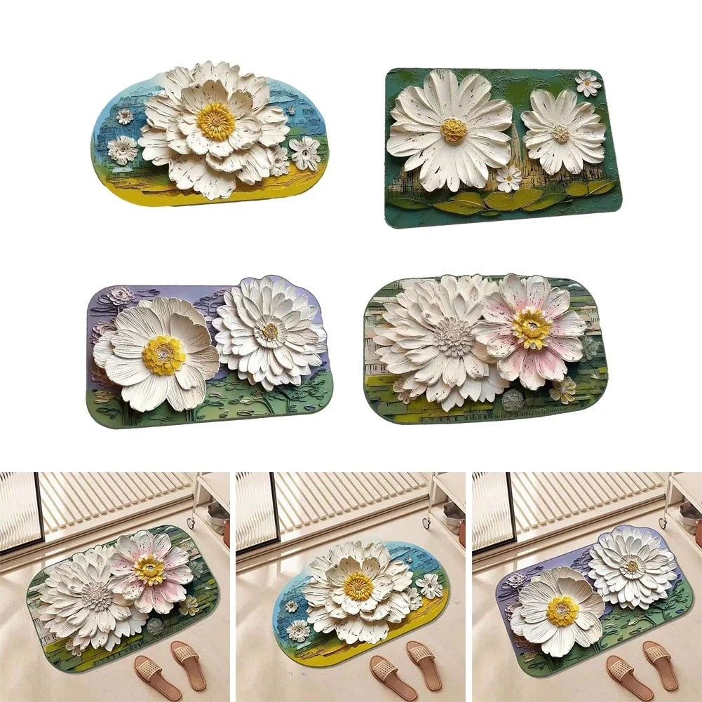 Multi Flower Prints Non Slip Floor Mat