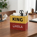 1pc/Container Model Pen Holder And Desktop Organizer - Multifunctional Embedded Office Storage Rack, with Pen/Pencil Slots, Business Card Holder, Lightweight And Durable Design, Workspace Organization Tool, Desktop Accessory, Paperclip Storage