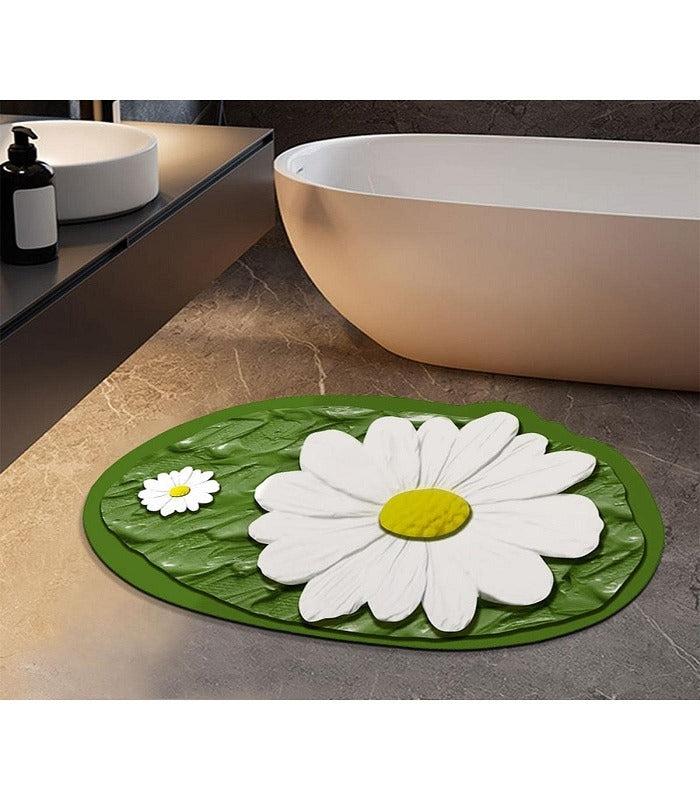 Flower Print Water Absorbent Floor Mat